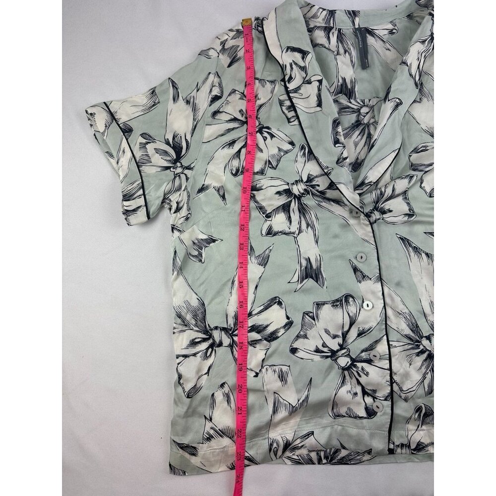 NWT Anthropologie Bow Print Women's Pajama top - Black and White Size Large - Picture 6 of 7